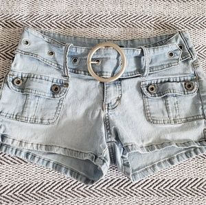Angels Light Wash Denim Buckle Shorts Size 9